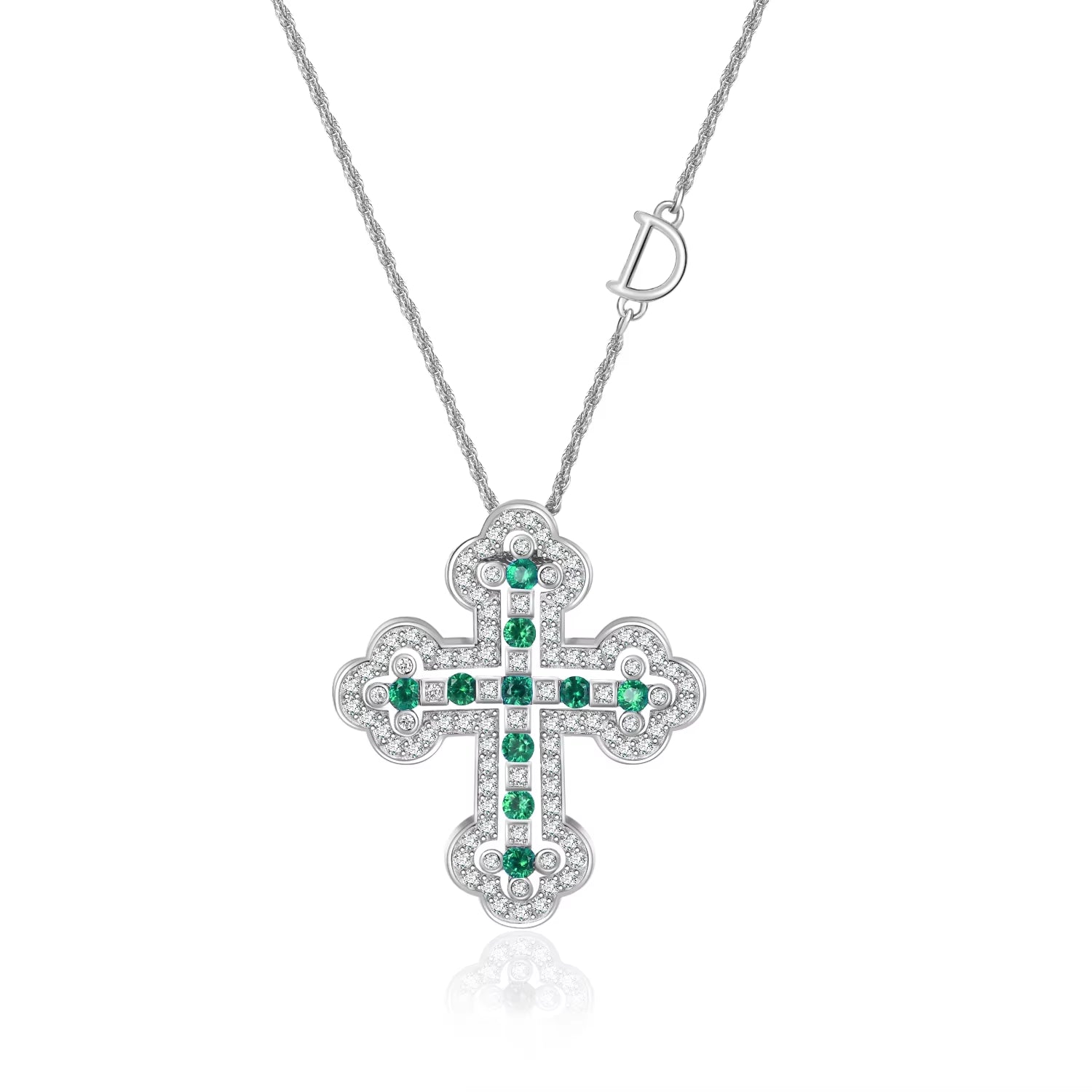 925 Sterling Silver Plating 24K Yellow Detachable Double Cross Pendant Necklace for Unisex Wavy Chain Japanese Jewelry