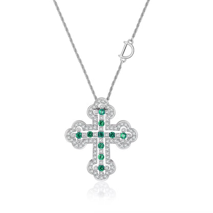 925 Sterling Silver Plating 24K Yellow Detachable Double Cross Pendant Necklace for Unisex Wavy Chain Japanese Jewelry